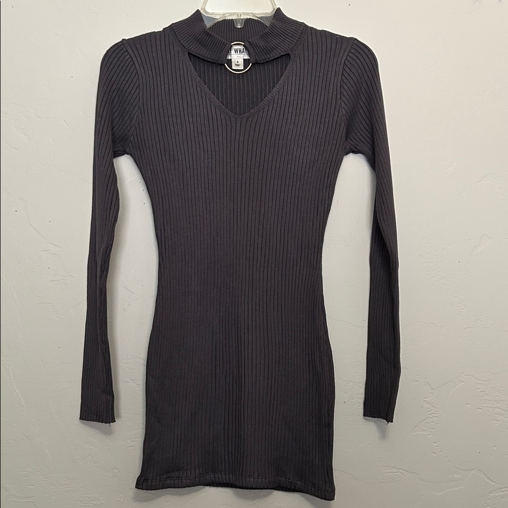 Say What? Grey Ribbed Tunic Sweater (NWOT)